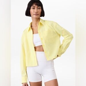 Athleta NWT Midday Cropped Shirt Size XL Citron